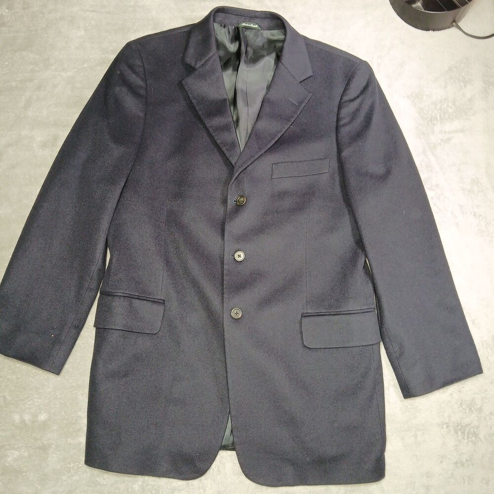 Vtg J Crew Mens 44LT 44 Long Navy Blue Cashmere Blazer Sport Coat Old Money